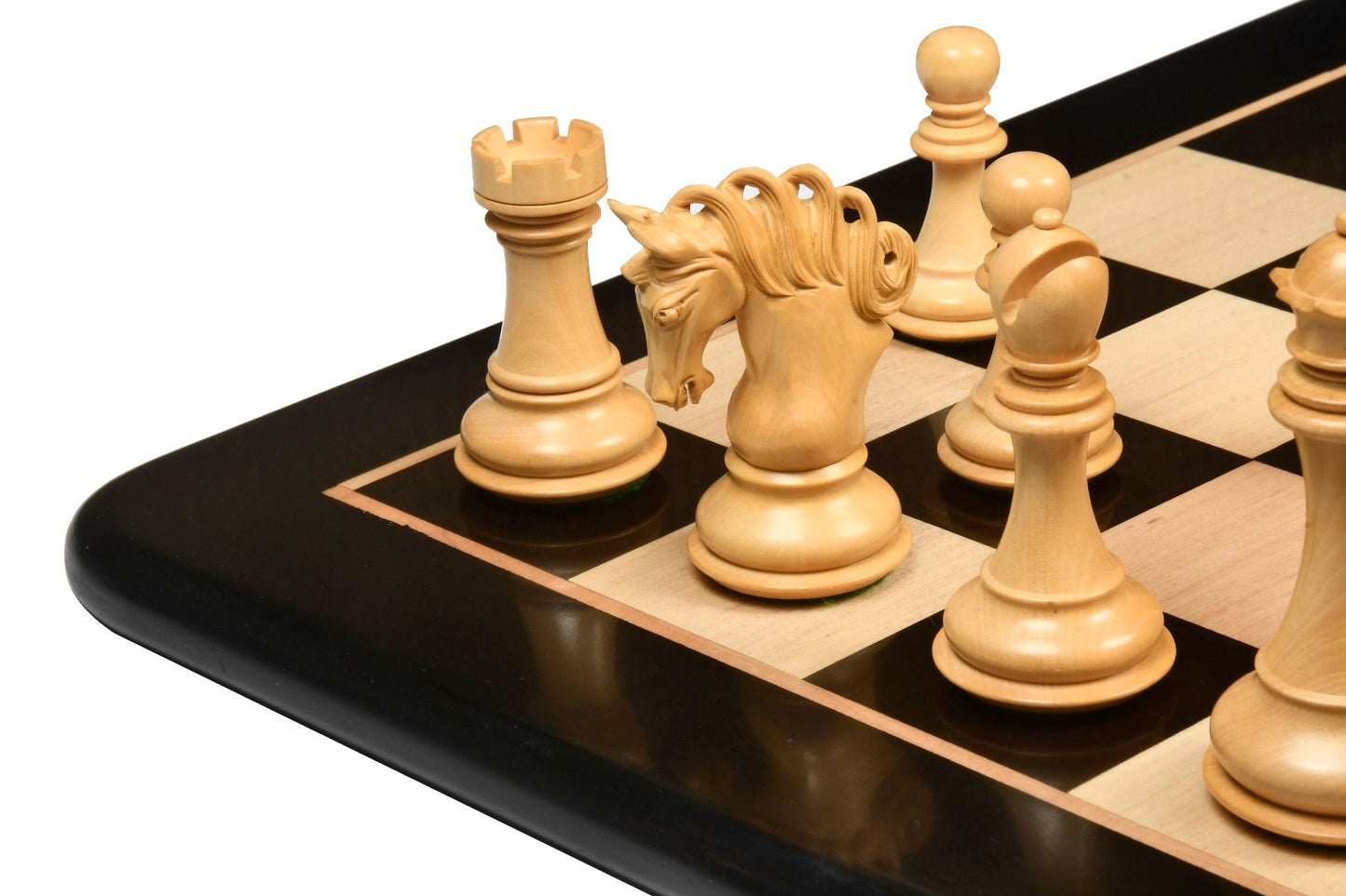 Combo of The Pegasus Series Artisan Staunton Chess Pieces ver 2.0 in Ebony / Boxwood - 4.6" King with Wooden Indian Handmade Chess Board 23" - 60 mm
