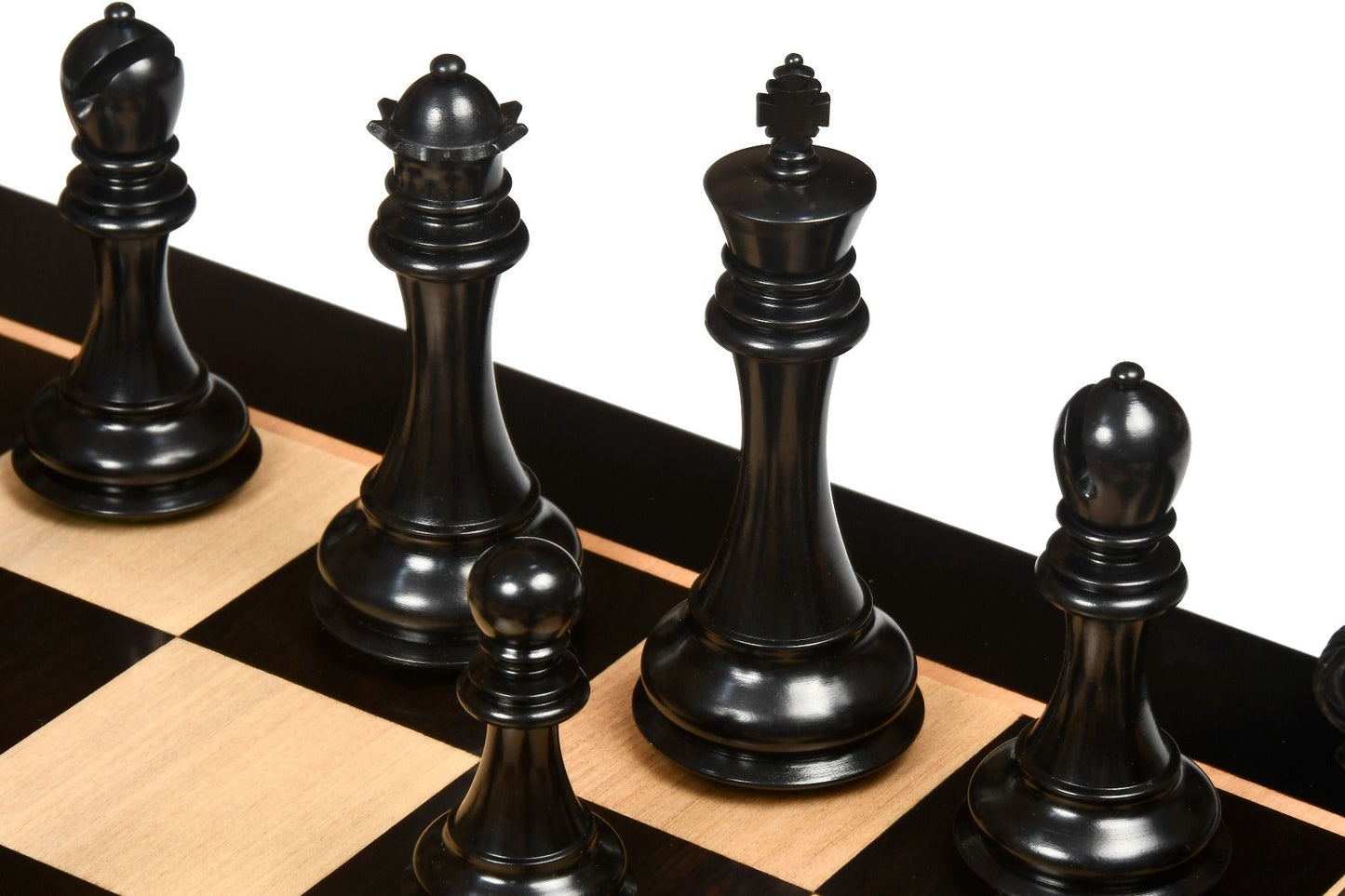 Combo of The Pegasus Series Artisan Staunton Chess Pieces ver 2.0 in Ebony / Boxwood - 4.6" King with Wooden Indian Handmade Chess Board 23" - 60 mm