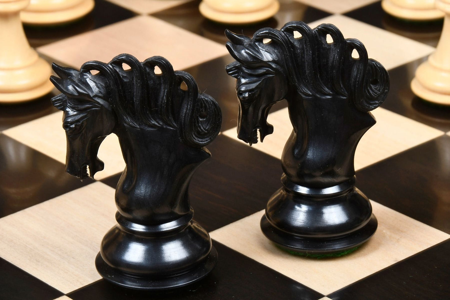 Combo of The Pegasus Series Artisan Staunton Chess Pieces ver 2.0 in Ebony / Boxwood - 4.6" King with Wooden Indian Handmade Chess Board 23" - 60 mm