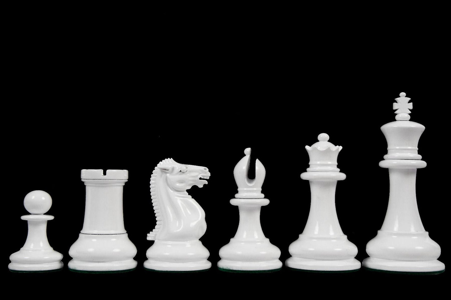 Combo of Reproduced 1849 Original Staunton Pattern Chess Pieces in Lacquer Finished Painted Crimson & Ivory White - 4.5" King with Red Ash Burl Maple Hi Gloss Finish Chess Board - 19"