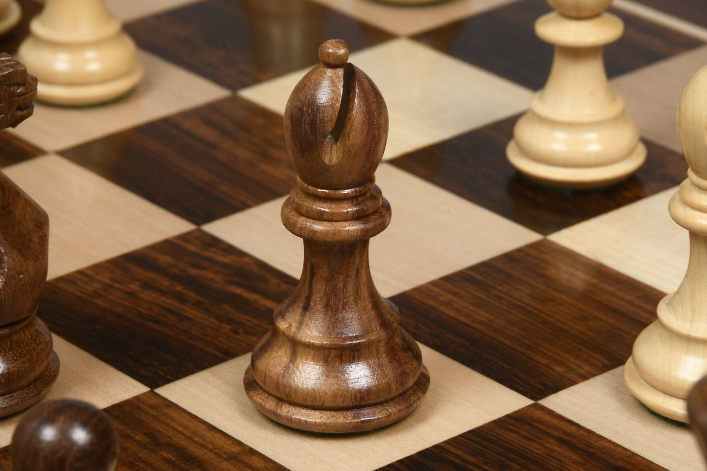 Staunton pattern Bishop chess pieces in Sheesham 