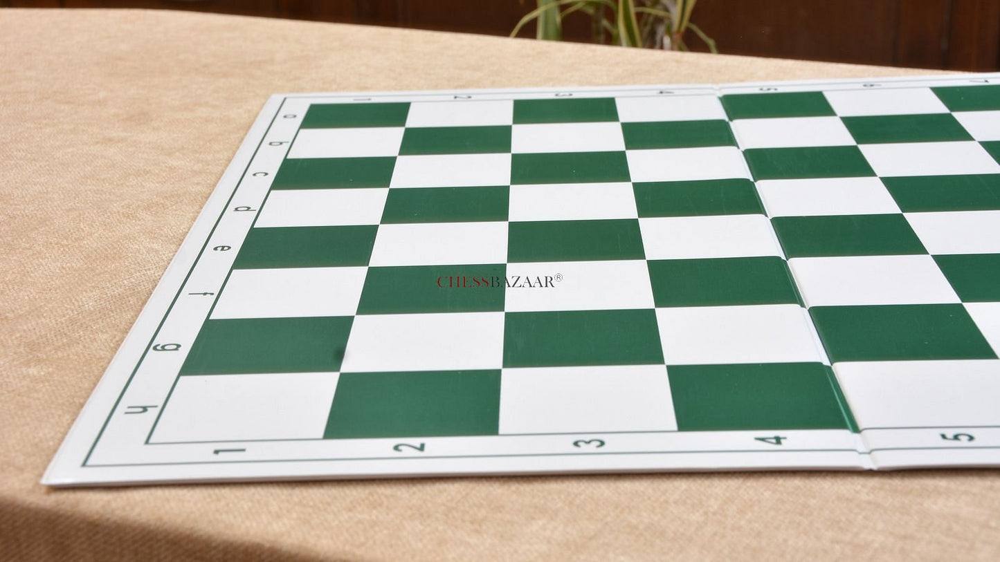 Folding Tournament PVC Chess Board with Algebraic Notation in Green & White Color 20" - 55 mm