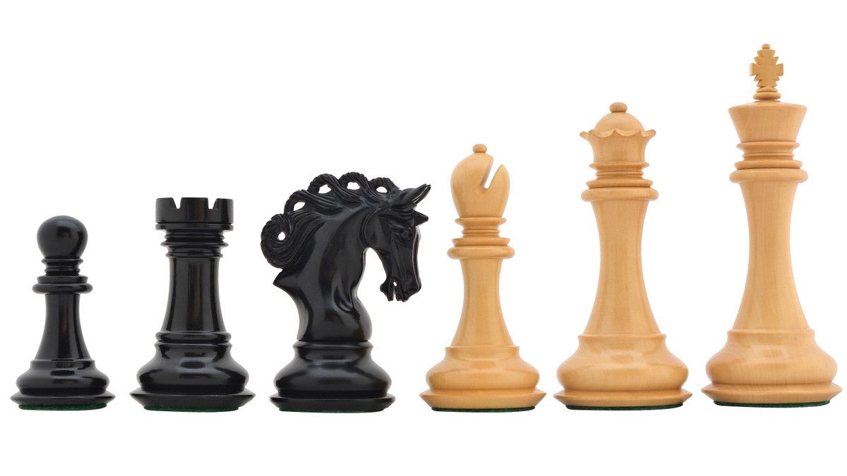 Combo of Pegasus Series Artisan Staunton Chess Set ver 2.0 in Ebony / Boxwood - 4.6" King & Wooden Chess Board Ebony Sheesham Wood 23" - 60 mm