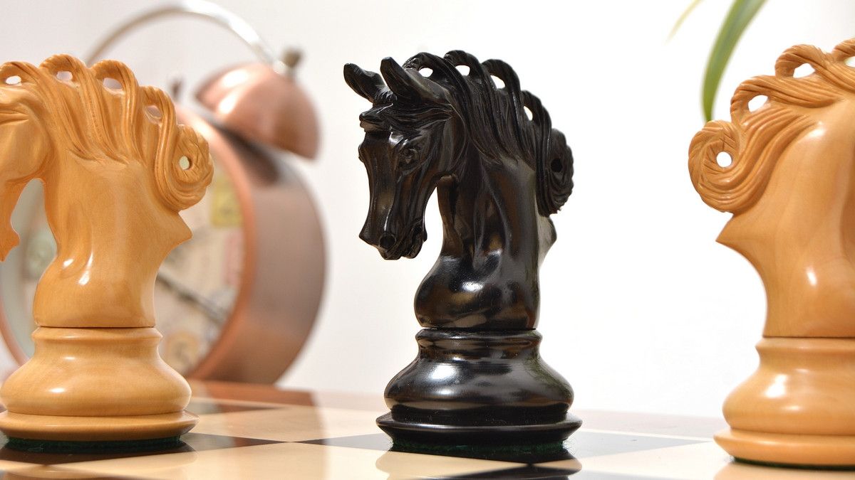 Combo of Pegasus Series Artisan Staunton Chess Set ver 2.0 in Ebony / Boxwood - 4.6" King & Wooden Chess Board Ebony Sheesham Wood 23" - 60 mm