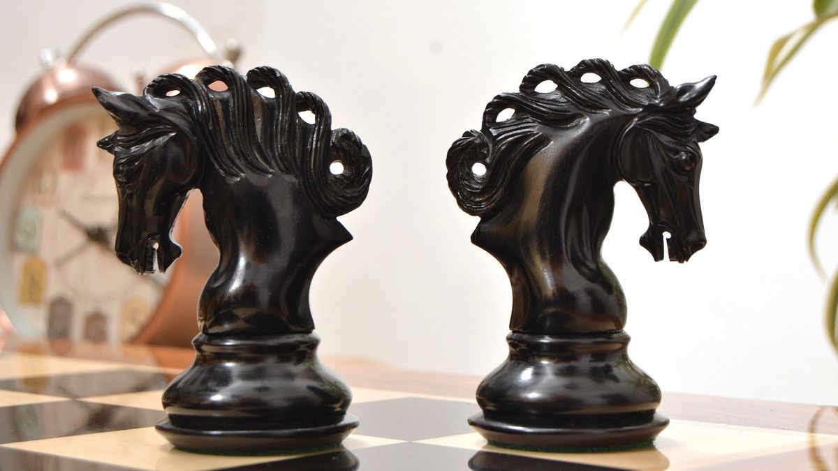 Combo of Pegasus Series Artisan Staunton Chess Set ver 2.0 in Ebony / Boxwood - 4.6" King & Wooden Chess Board Ebony Sheesham Wood 23" - 60 mm