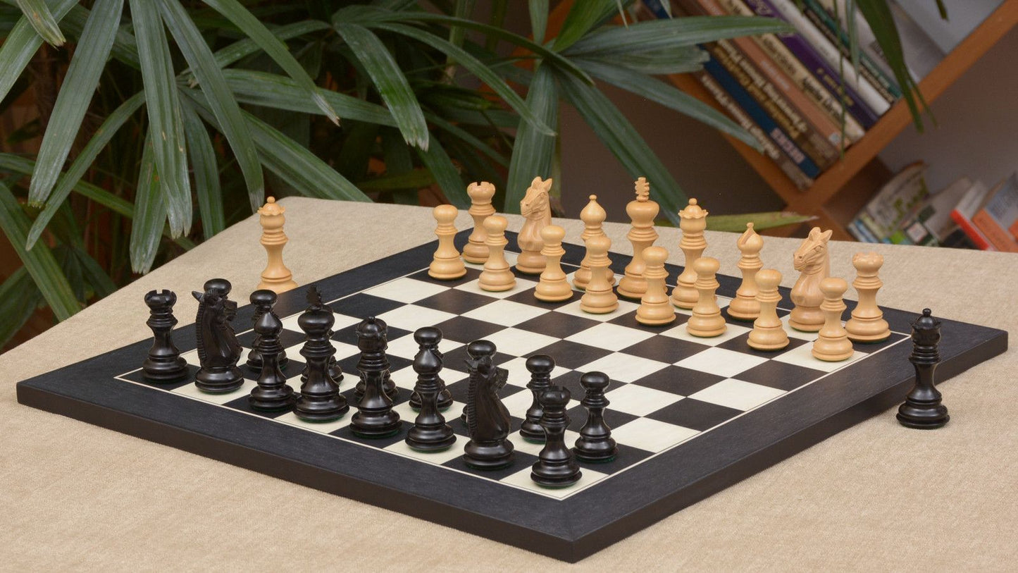 Combo of Meghdoot Series Chess Pieces & Black Anigre Maple Chessboard - 3.2" King