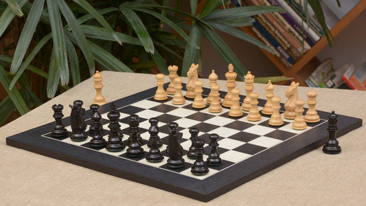 Combo of Meghdoot Series Chess Pieces & Black Anigre Maple Chessboard - 3.2" King