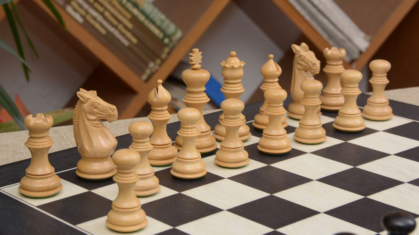 Combo of Meghdoot Series Chess Pieces & Black Anigre Maple Chessboard - 3.2" King