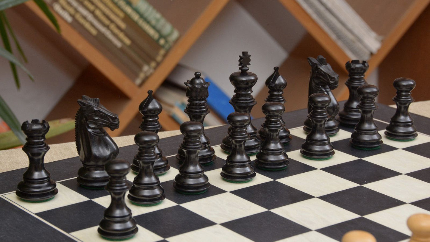 Combo of Meghdoot Series Chess Pieces & Black Anigre Maple Chessboard - 3.2" King