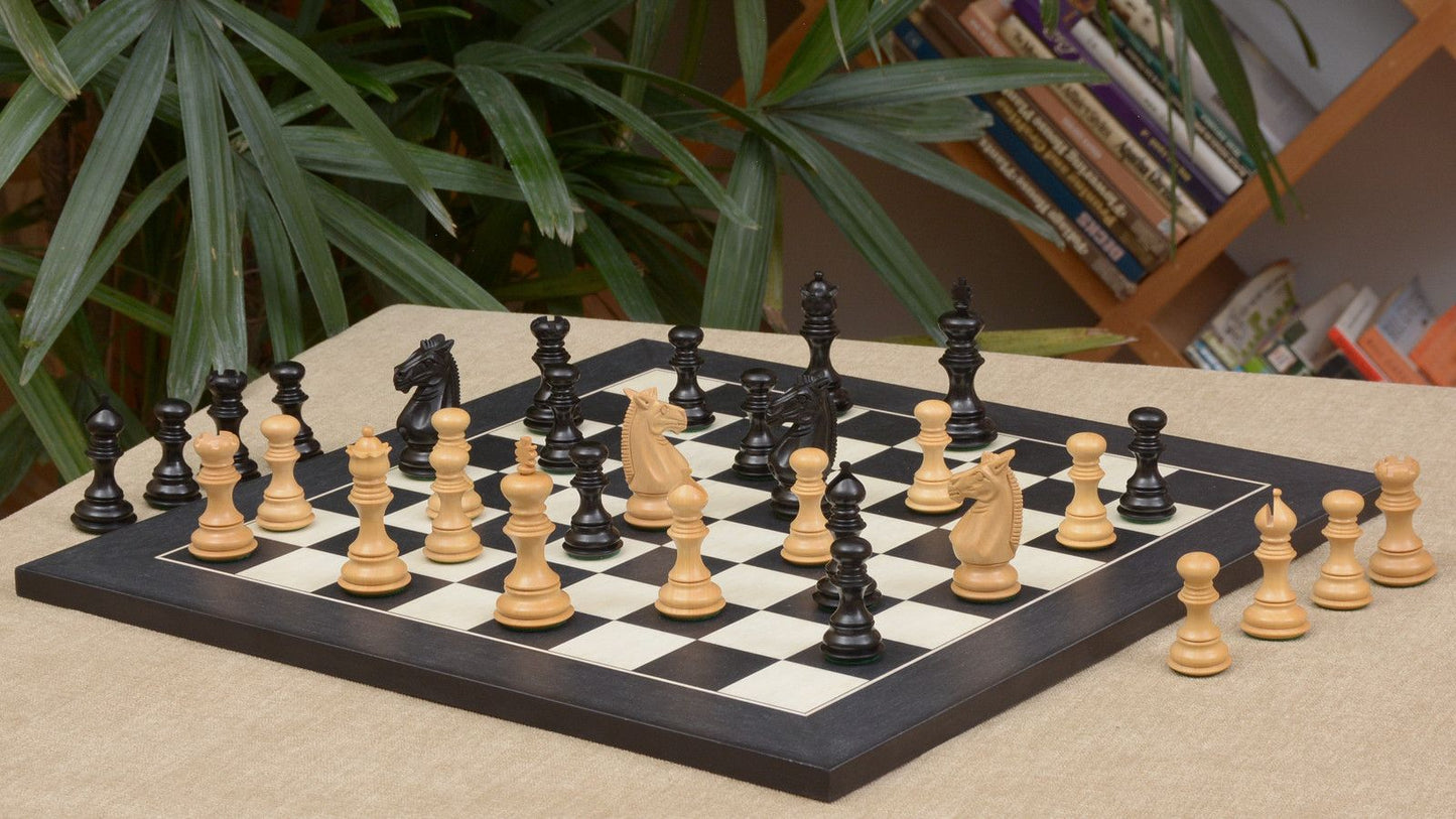 Combo of Meghdoot Series Chess Pieces & Black Anigre Maple Chessboard - 3.2" King