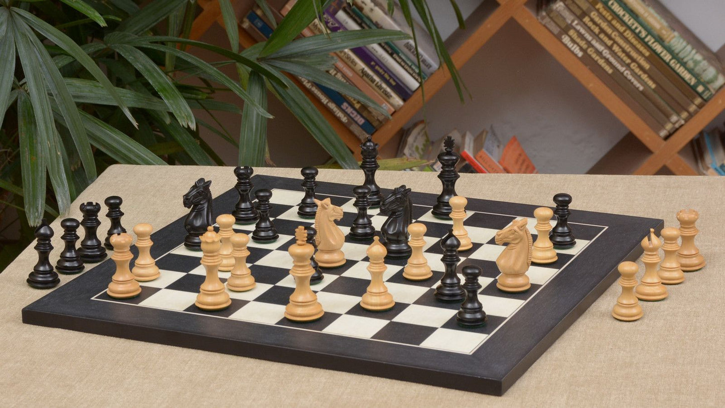 Combo of Meghdoot Series Chess Pieces & Black Anigre Maple Chessboard - 3.2" King