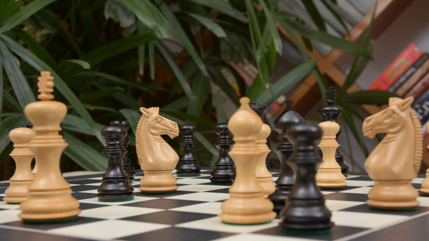 Combo of Meghdoot Series Chess Pieces & Black Anigre Maple Chessboard - 3.2" King