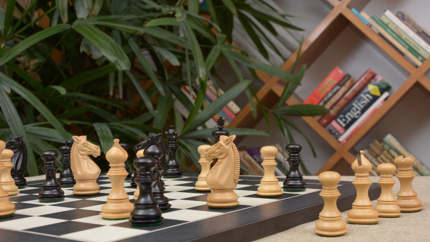 Combo of Meghdoot Series Chess Pieces & Black Anigre Maple Chessboard - 3.2" King