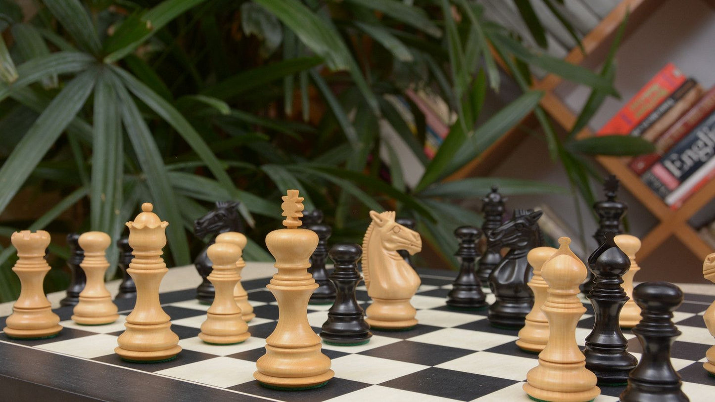 Combo of Meghdoot Series Chess Pieces & Black Anigre Maple Chessboard - 3.2" King