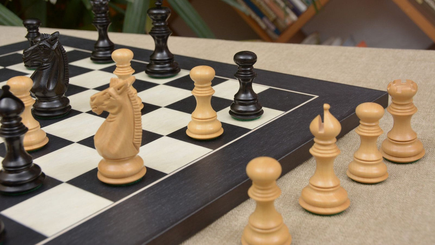 Combo of Meghdoot Series Chess Pieces & Black Anigre Maple Chessboard - 3.2" King
