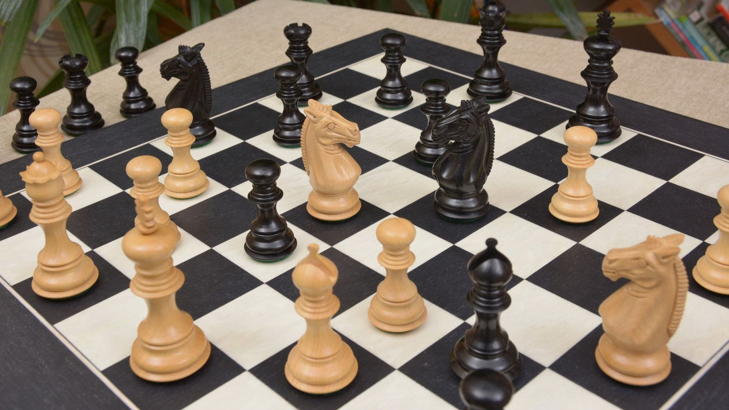 Combo of Meghdoot Series Chess Pieces & Black Anigre Maple Chessboard - 3.2" King
