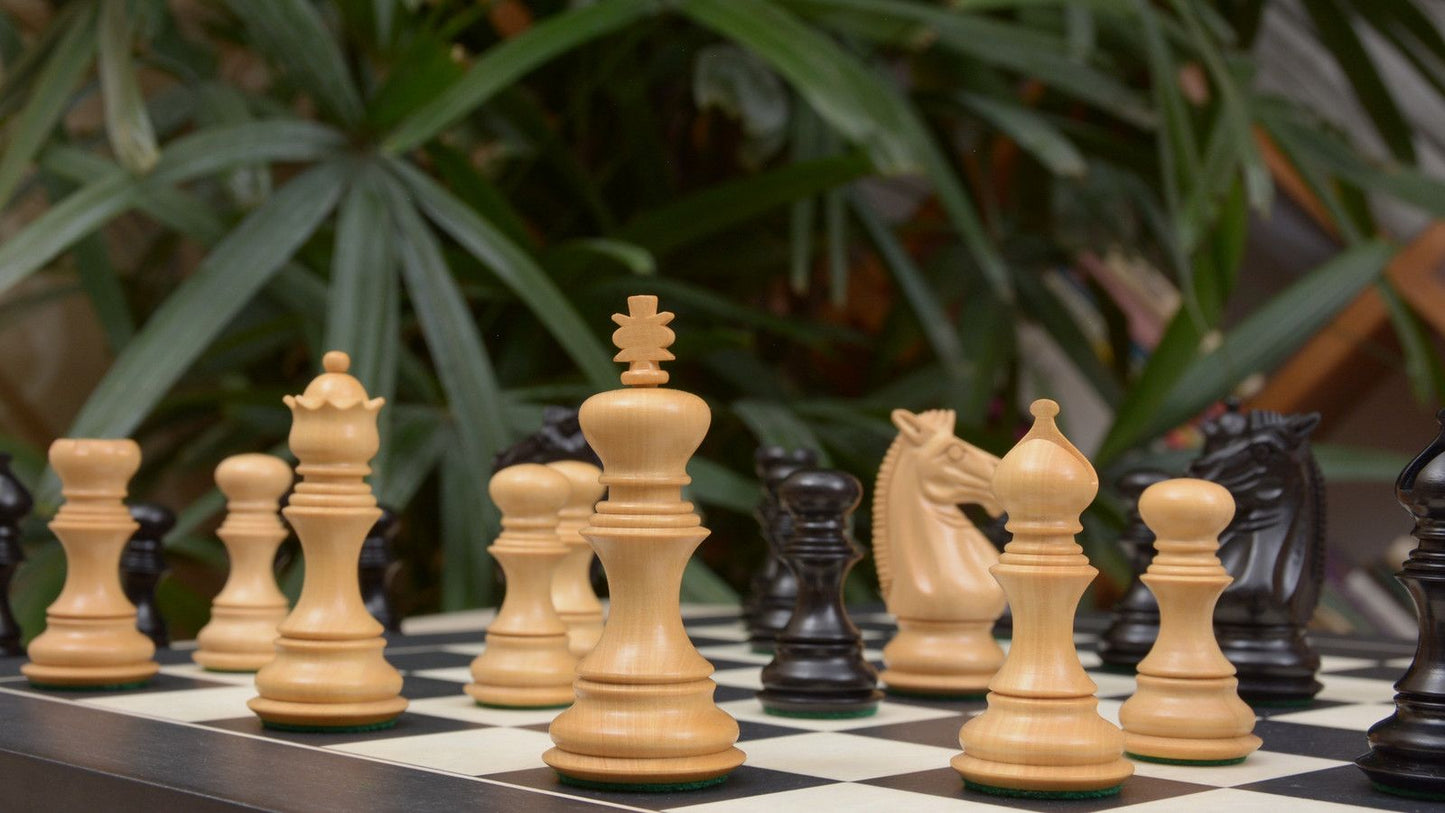 Combo of Meghdoot Series Chess Pieces & Black Anigre Maple Chessboard - 3.2" King