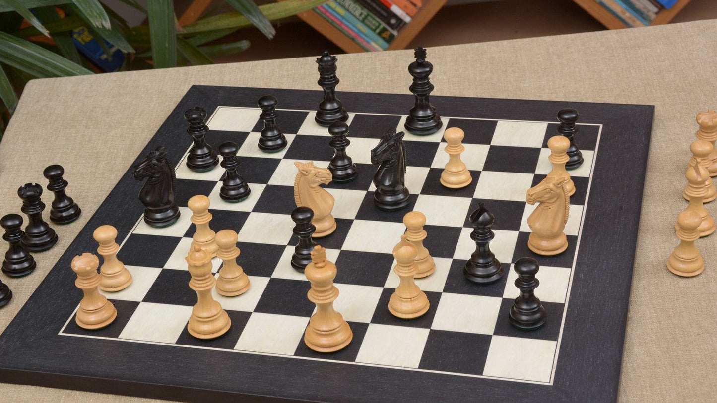 Combo of Meghdoot Series Chess Pieces & Black Anigre Maple Chessboard - 3.2" King