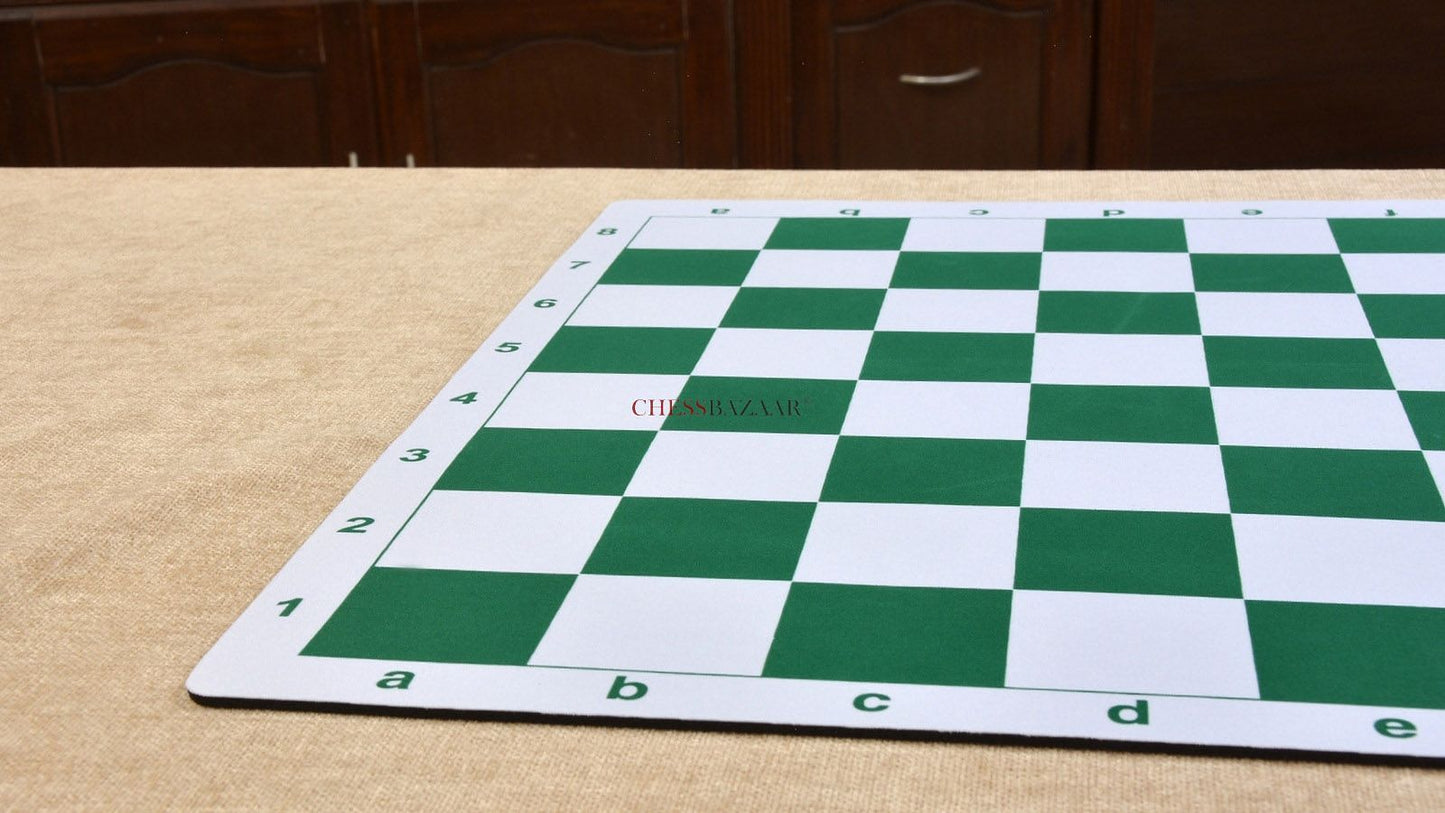 Rubber Mouse pad Tournament Roll-up Chess Board with Algebraic Notation in Green & White Color 20" - 55 mm
