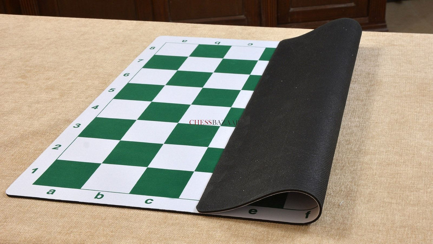 Rubber Mouse pad Tournament Roll-up Chess Board with Algebraic Notation in Green & White Color 20" - 55 mm