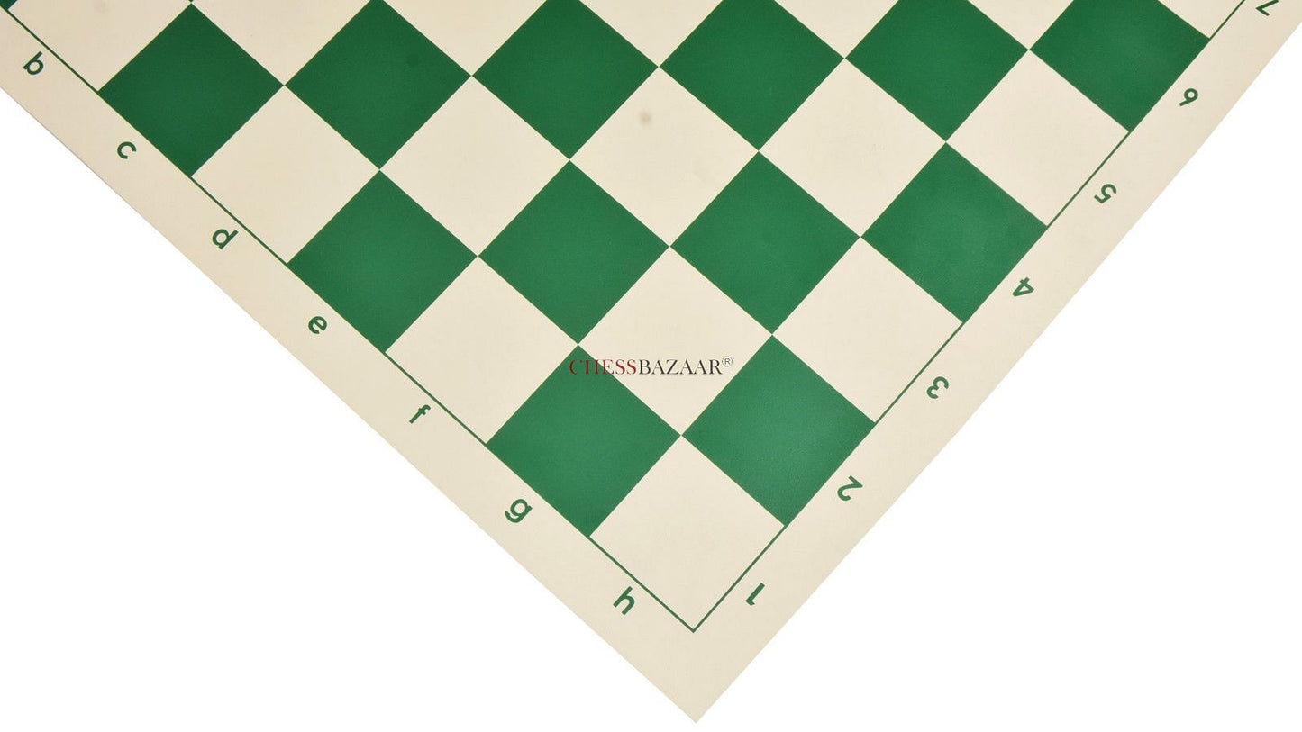 Basic Tournament Vinyl Roll-up Chess Board with Algebraic Notation in Green & White Color 20" - 55 mm