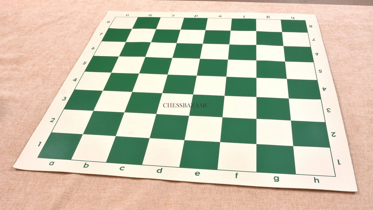 Basic Tournament Vinyl Roll-up Chess Board with Algebraic Notation in Green & White Color 20" - 55 mm