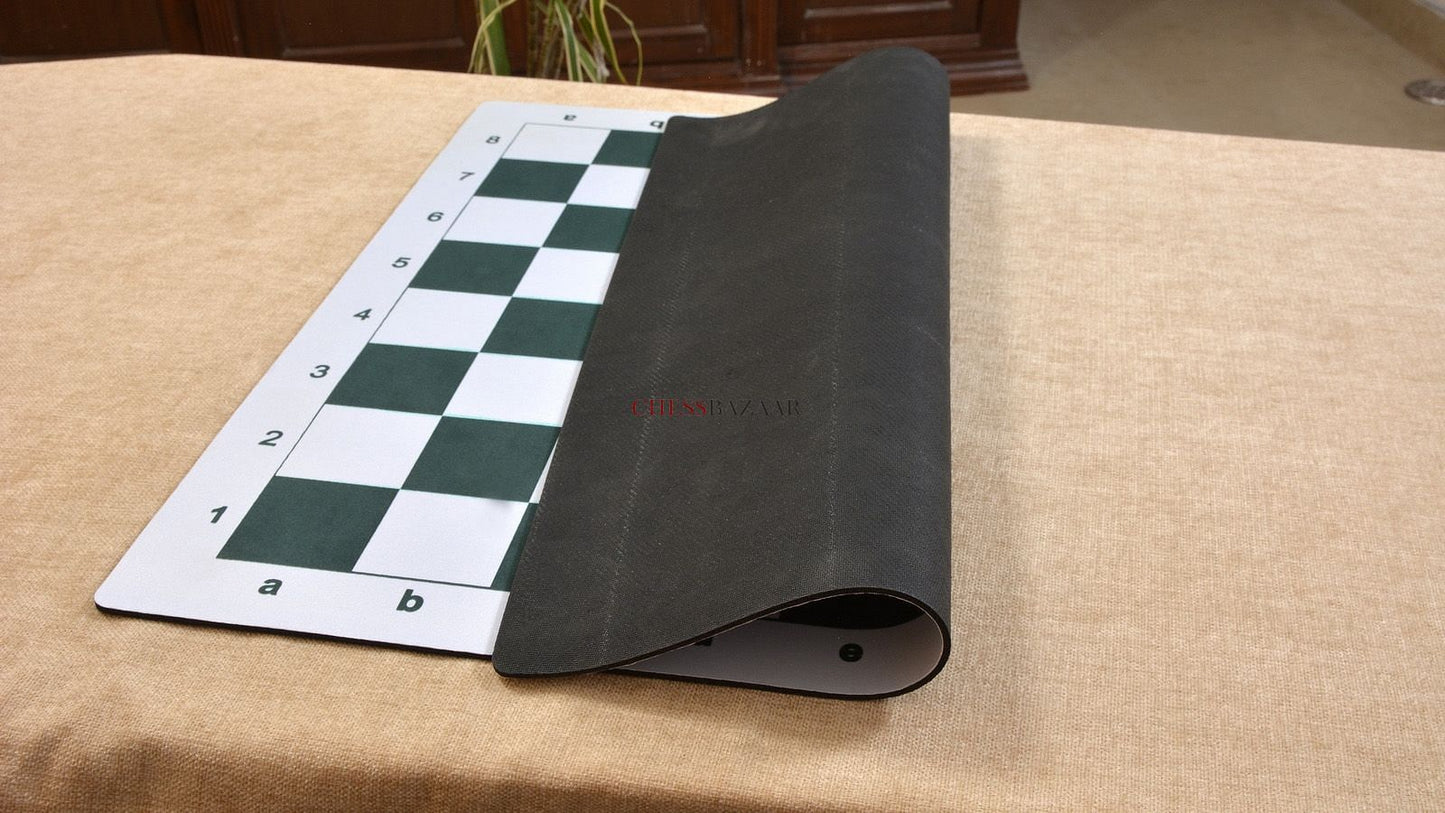 Rubber Mouse pad Tournament Roll-up Chess Board with Algebraic Notation in Green & White Color 22" - 60 mm