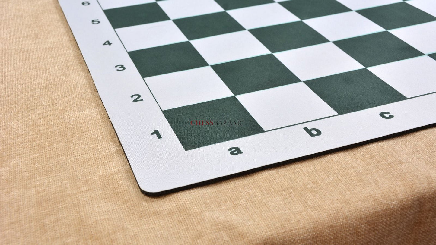 Rubber Mouse pad Tournament Roll-up Chess Board with Algebraic Notation in Green & White Color 22" - 60 mm