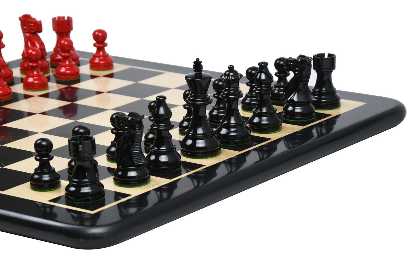 The Smokey Staunton Chess Pieces in Painted Box Wood with Board - 3.8" King