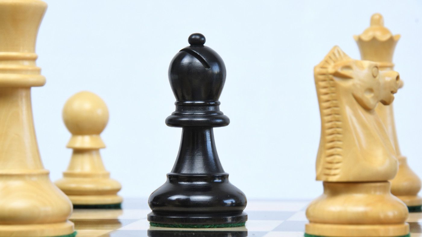 Combo of The Ultimate Series Staunton Chess Pieces Only in Ebonized / Boxwood - 3.75" King with Ebony Wooden Chess Board