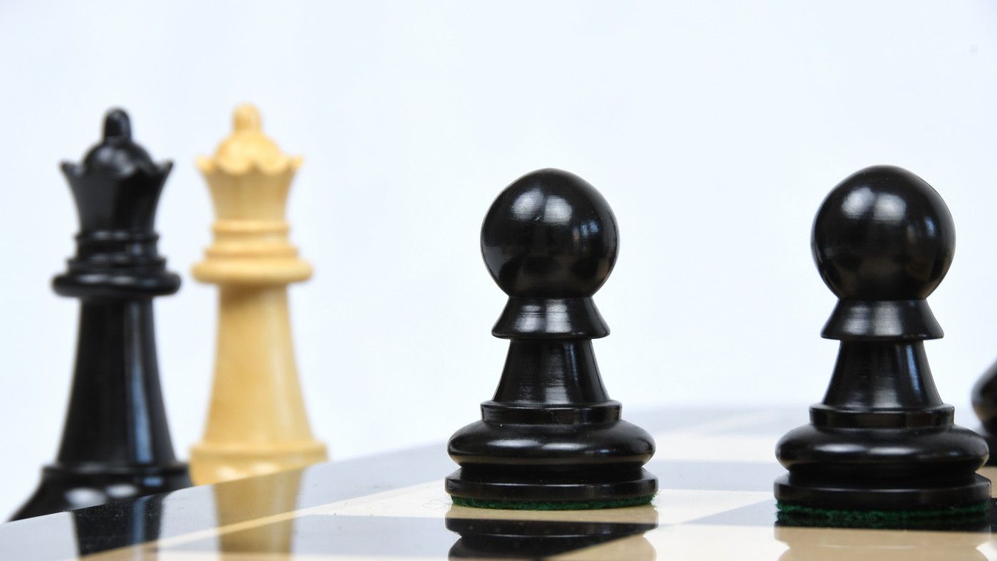 Combo of The Ultimate Series Staunton Chess Pieces Only in Ebonized / Boxwood - 3.75" King with Ebony Wooden Chess Board