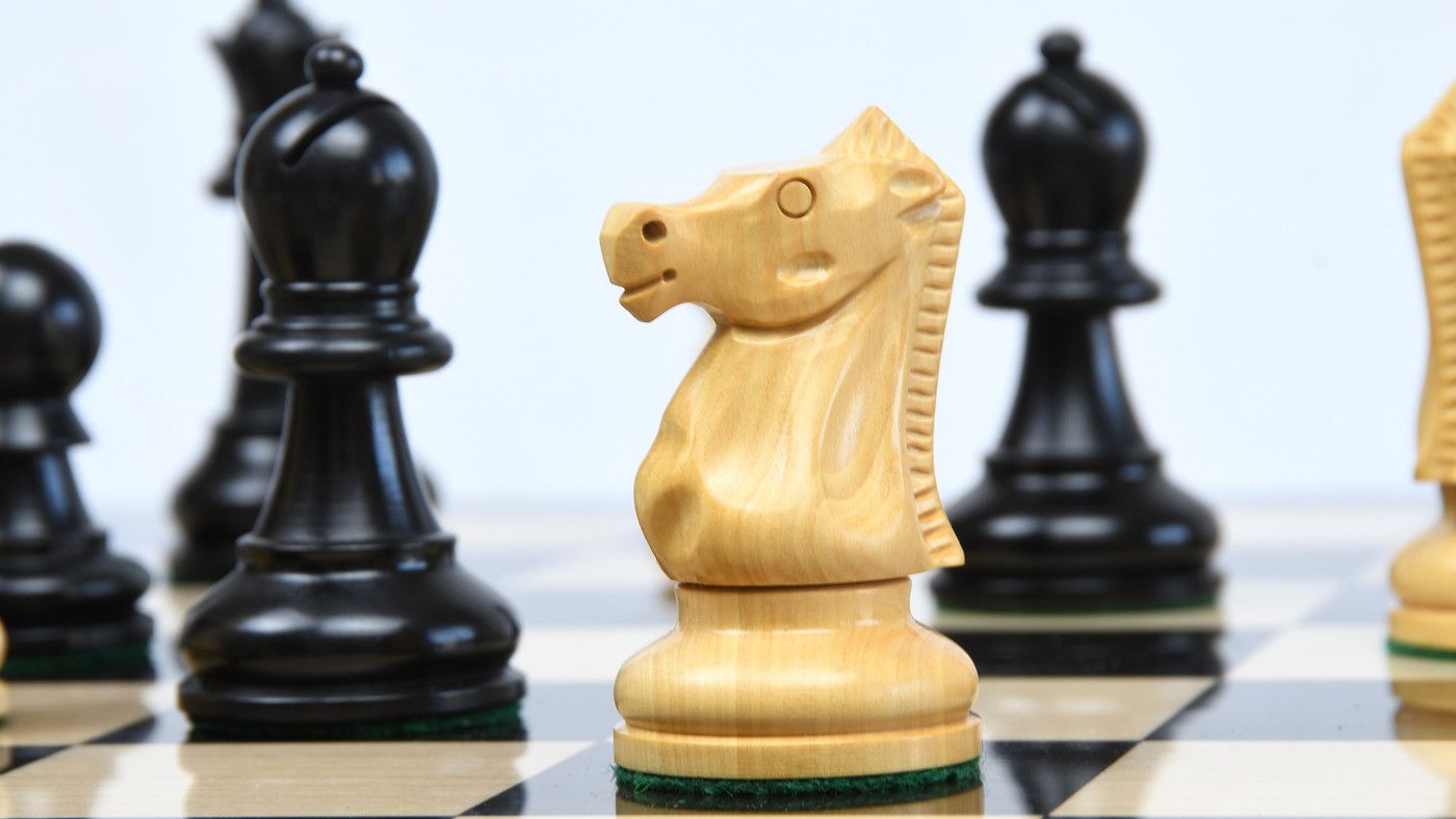 Combo of The Ultimate Series Staunton Chess Pieces Only in Ebonized / Boxwood - 3.75" King with Ebony Wooden Chess Board