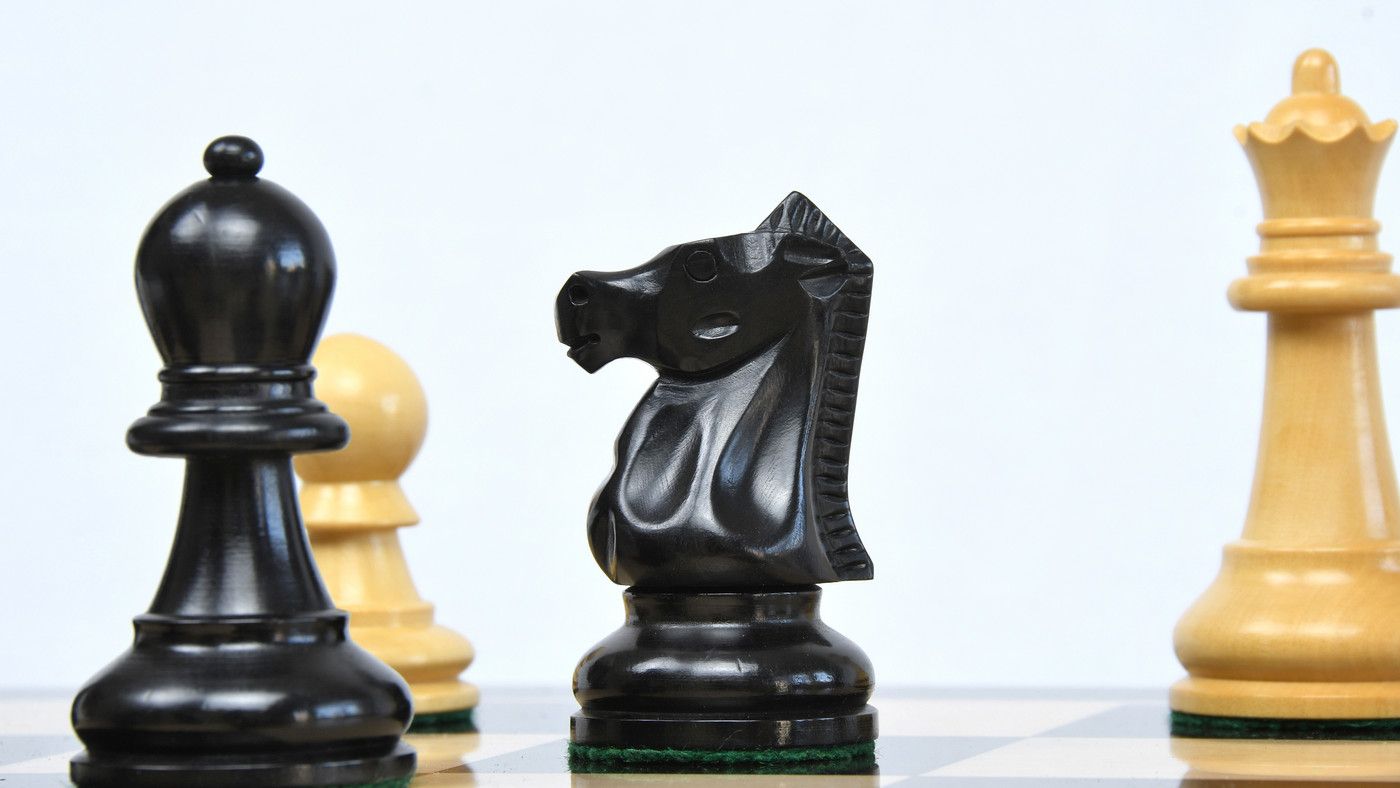 Combo of The Ultimate Series Staunton Chess Pieces Only in Ebonized / Boxwood - 3.75" King with Ebony Wooden Chess Board