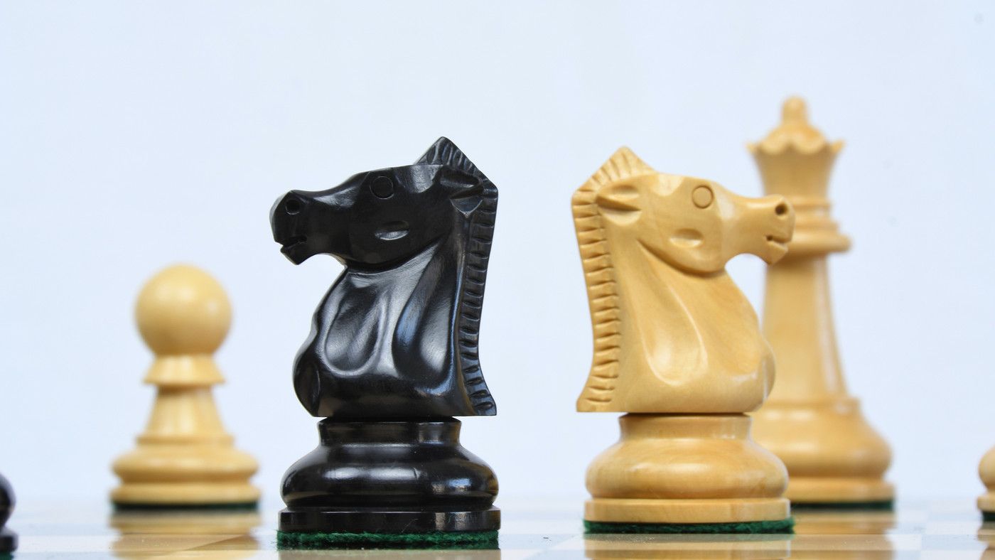 Combo of The Ultimate Series Staunton Chess Pieces Only in Ebonized / Boxwood - 3.75" King with Ebony Wooden Chess Board