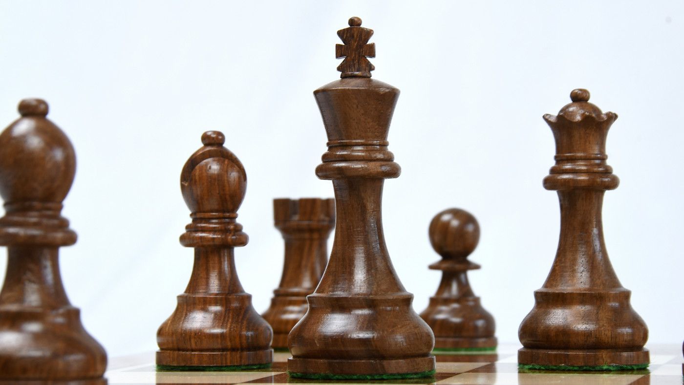 Combo of Reproduced 1972 Reykjavik Championship Series Chess Pieces in Sheesham & Box Wood - 3.7" King with Wooden Chess Board
